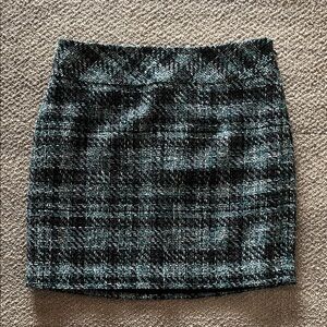 Plaid Blue, Black and White Women's Skirt